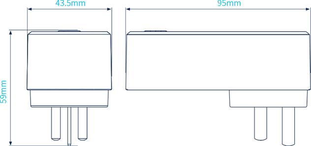 Dimensions de la prise intelligente WIFI MK116