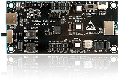 Imagen de la placa de evaluación Bluetooth MK01-KIT