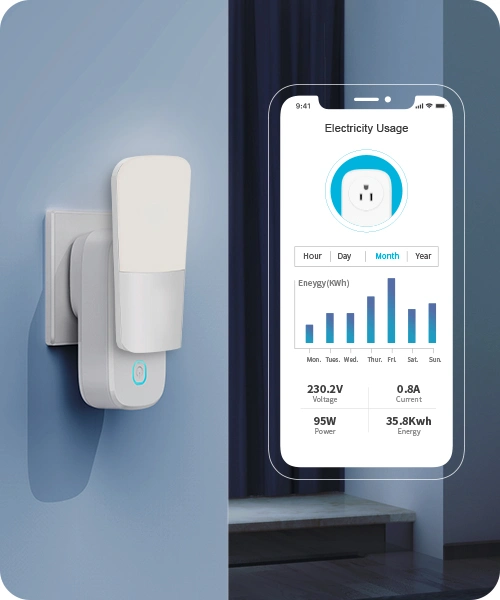 presa smart plug nell'applicazione di misurazione della potenza