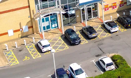 Parking lot with vehicle detection sensors monitor empty parking space