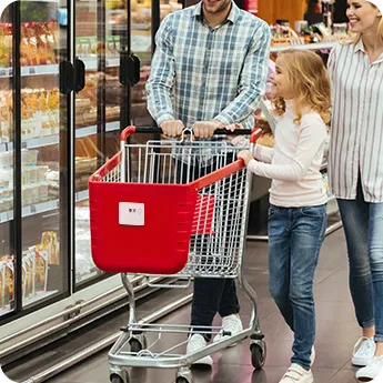 Instalação de etiqueta de ativo de papel UT1 no carrinho de compras