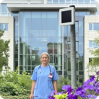 LW003 Ultra solar Bluetooth LoRaWAN gateway deployed at hospital for staff safety and asset tracking
