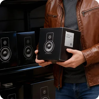 LW015 smart label used for retail speaker box tracking and inventory management.