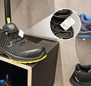 M4 Lite BLE tag capturing visitor interactions to rank shoe popularity at exhibition.