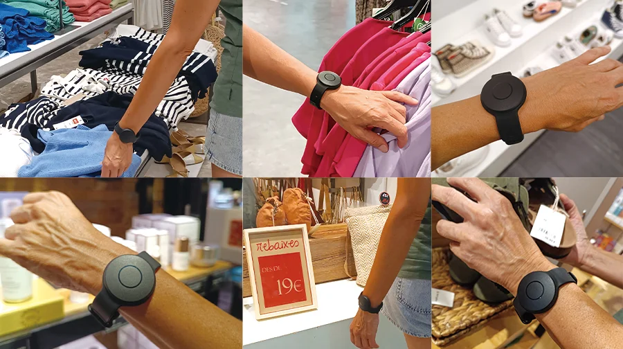 Balise de bracelet W6 pour l'identification du personnel de vente au détail afin de filtrer les employés du nombre de visiteurs.