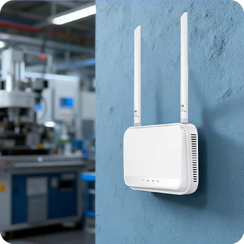 MKGW8 indoor gateway wall-mounted in industrial factory for BLE condition monitoring and equipment tracking