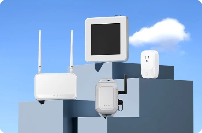 A collection of four MOKO Bluetooth gateways designed for personnel tracking and IoT integration