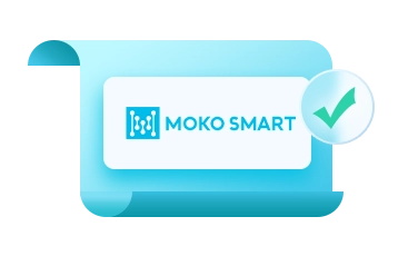 MOKO SMART 로고를 사용한 공동 브랜딩 및 제품 포장에는 서면 허가가 필요함을 보여주는 그림입니다.