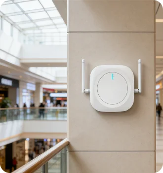 BLE gateway installed in a mall for indoor navigation.