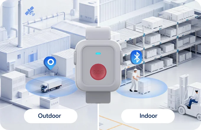 LW014 panic button for indoor and outdoor worker location tracking