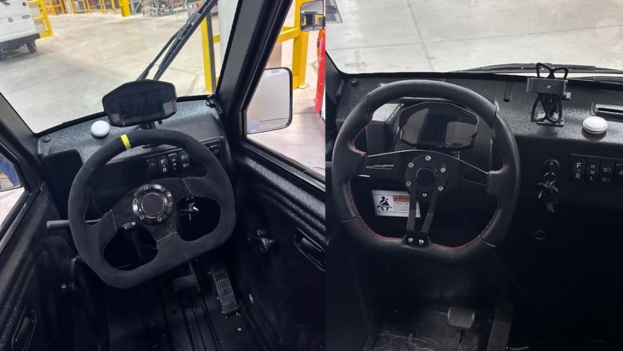 Comparison view of H2 BLE navigator installed on golf cart dashboard for smart vehicle tracking